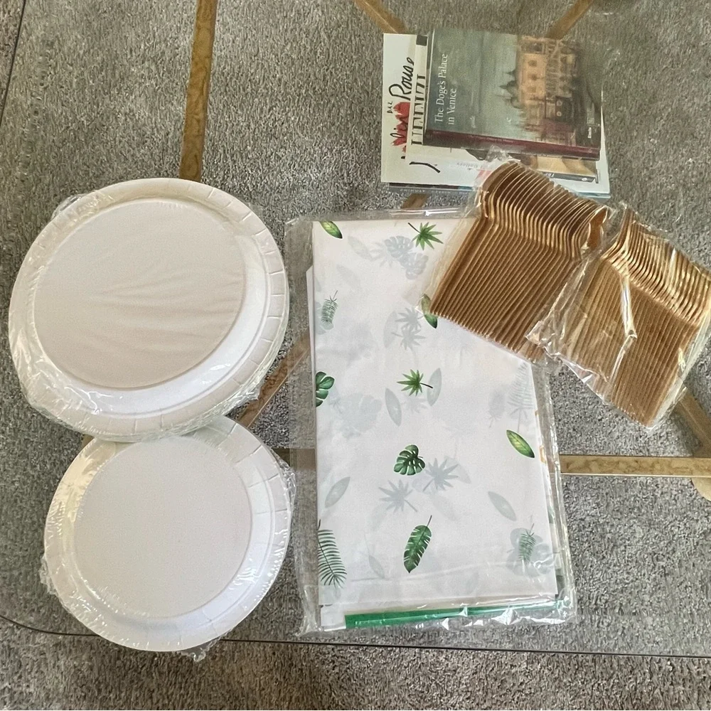 Baby Animal-Wild One-Birthday Party-Plates-Tablecloth-Spoons-All New-Sealed Pkgs